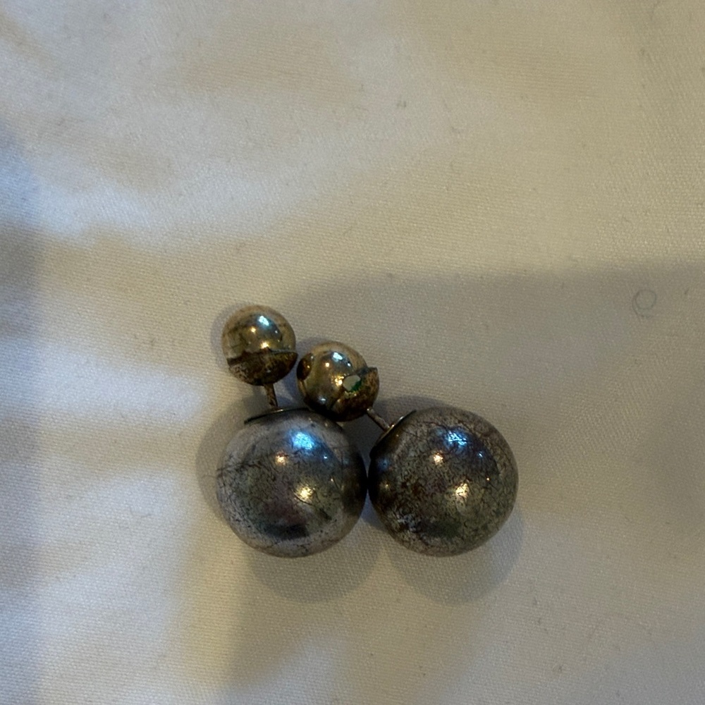 Dior Silver and Gold Ball Earrings
